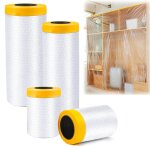 Lot de 4 rouleaux de film de masquage pour peintre avec ruban adh�sif (280 cm + 150 cm + 55 cm + 55 cm) ...
