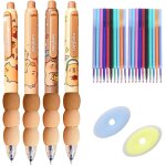 Lot de 4 stylos a encre gel r�tractables capybara - sensation d'�criture douce - stylos gel effa�ables ...