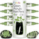 Lot de 4 stylos de peinture vert m�tallis� a double pointe fine et moyenne pour m�tal, bois, peinture ...