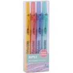Lot de 4 surligneurs pastel r�tractables a pointe biseaut�e - feutres couleurs pastel.