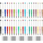 Lot de 40 stylos a perles, 20 couleurs en plastique noir encre bleue, stylos a bille cratifs assortis ...