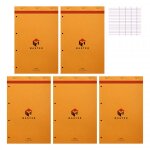 Lot de 5 blocs notes - a4 + - 21x 31, 8cm - grands carreaux - 80 feuilles - master