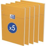 Lot de 5 bloc - notes orange a4 + uni 80 feuilles agrafes couverture carte enduite orange