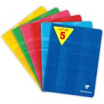 Lot de 5 cahiers agraf�s - 17x22 cm - 64 pages grands carreaux - papier blanc 90 g - couverture carte ...