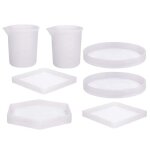 Lot de 5 moules de moulage en rsine epoxy, en silicone, pour bricolage, hexagone rond et carr, pour ...