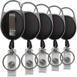 Lot de 5 porte - badges r�tractables avec clip pour cartes d'identit�, badges de s�curit� et petits objets ...