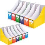 Lot de 5 porte - revues assortis avec etiquettes adh�sives ¿ organiseurs de dossiers en carton durable ...