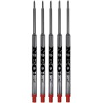 Lot de 5 recharges pour stylos a bille waterman - pointe moyenne - encre rouge