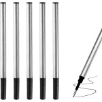 Lot de 5 recharges pour stylo roller a encre bleue, pointe moyenne, 0, 5 mm, pte gel a base d'eau, compatible ...
