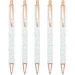 Lot de 5 stylos a bille, stylos a bille paillet�s, encre noire, pointe moyenne 1 mm, pour fournitures ...