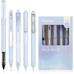 Lot de 5 stylos a encre gel colors surligneurs, stylos a encre gel noirs rtractables, style bleu brise ...