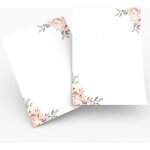 Lot de 50 feuilles de papier a lettre / enveloppes el�gantes avec roses dans des tons pastel et roses ...