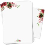 Lot de 50 feuilles de papier a lettre - motif rose - avec enveloppes - 90 g / m - format a4 - coins arrondis ...
