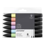 Lot de 6 feutres promarker - tons pastels - winsor et newton