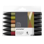 Lot de 6 feutres promarker - paysage - winsor et newton