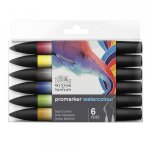 Lot de 6 feutres promarker watercolour tons basiques winsor et newton