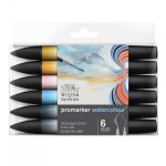 Lot de 6 feutres promarker watercolour tons ciel winsor et newton