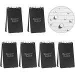 Lot de 6 mini cahiers a spirale, a7 carnets etanches, ouverture par le haut, couverture noire bloc notes ...