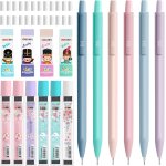 Lot de 6 porte - mine, 6pcs macarons crayon mcanique 0, 7mm, porte mines set remplaable avec recharge ...