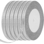 Lot de 6 rouleaux de ruban a friser argenté de 0, 6 cm x 137, 4 m de ruban en organza transparent scintillant ... Lot de 6 rouleaux de ruban a friser argenté de 0, 6 cm x 137, 4 m de ruban en organza transparent scintillant ...