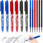 Lot de 6 stylos a bille effaables a encre gel effaable 0, 5 mm avec 6 mines interchangeables pour fourniture ...