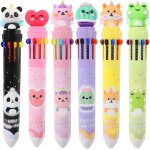 Lot de 6 stylos a bille rtractables multicolores, 10 en 1 en forme d'animal de dessin anim, pour bureau, ...