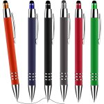 Lot de 6 stylos a bille r�tractables a pointe moyenne de 1, 0 mm, encre noire en m�tal pour ecrans tactiles ...