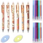 Lot de 6 stylos capybara r�tractables a encre gel effa�ables a pointe fine de 0, 5 mm, avec 20 recharges ...