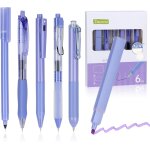 Lot de 6 stylos a encre gel colors surligneurs, stylos a encre gel noirs rtractables esthtiques avec ...