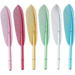 Lot de 6 stylos a encre gel, forme de plume, stylo a bille vintage pour femmes et femmes, fournitures ...