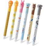 Lot de 6 stylos gel effaables - encre noire - mignon dessin anim - pointe de 0, 5 mm et bille a l'extrmit ...