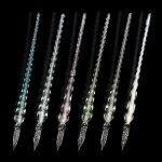 Lot de 6 stylos a plume en verre fait a la main - calligraphie vintage, verre teint� a paillettes pour ...