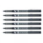Lot de 6 stylos roller hi - tecpoint v5 pointe fine noir pilot