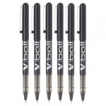 Lot de 6 stylos roller v - ball noir pointe moyenne 0, 7 mm pilot