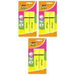 Lot de 6 surligneurs bic highlighter jaune fluo pointe biseaut�e modulable (1, 2 mm - 4, 6 mm)