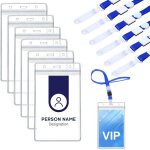 Lot de 6pcs porte badge transparent grand format, etanche pvc porte badge a6 transparent, doux et durable ...