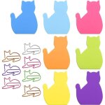Lot de 7 blocs de notes autocollantes en forme de chat avec trombones, 210 feuilles multicolore 7 x 5. ...