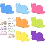 Lot de 7 blocs de notes autocollantes en forme de chat avec trombones 210 feuilles multicolore 7 x 5. ...