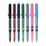 Lot de 7 stylos roller v - ball 05 pointe fine assortiment pilot