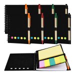 Lot de 8 cahiers a spirale ligns avec couverture kraft bloc - notes stylo dans le support marqueurs ...