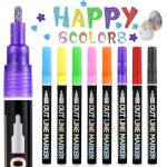 Lot de 8 marqueurs scintillants, 8 couleurs, double ligne a paillettes, pour panier de pques, loisirs ...