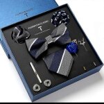 Lot de 9 cravates pour homme, cadeau de mariage, cravate de costume, n?ud papillon, carr (2 pices), ...
