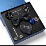 Lot de 9 cravates pour homme, cadeau de mariage, cravate de costume, n?ud papillon, carr (2 pices), ...