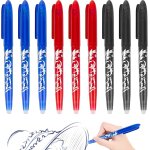 Lot de 9 stylos a bille effaables a encre gel, effaables, 0, 7 mm, stylos a bille a friction, pour ...