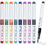 Lot de 9 stylos plume jetables pour l'�criture - encre multicolore - pointe fine - pour calligraphie ...