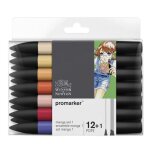 Lot feutres promarker 12 + 1 manga - winsor et newton