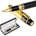 Lot de stylos a bille de luxe epais de 0, 5 mm, lourd joli stylo a bille en m�tal noir avec 2 recharges ...