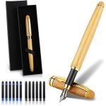 Lot de stylos - plume en bambou fabriqus a la main avec convertisseur d'encre, coffret cadeau et 12 ...