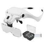 Loupes avec 2 lumi�res led, casque grossissant avant mains libres, 5 lentilles d�tachables (1, 0x - 3, ...