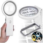 Loupe avec lumi�re et support (blanc) 30x 10x, loupe a main pliante avec 18 led, loupe eclair�e eclair�e ...